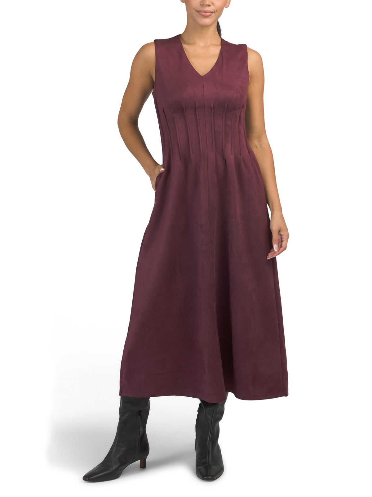 RACHEL ZOE V-Boyunlu Belli Midi Geyim
