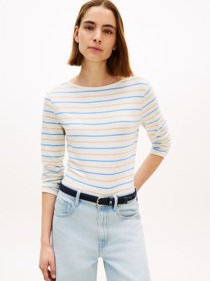 Tommy Hilfiger Yüngül Boatneck Köynək, Zəngin Krem Rengareng