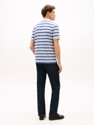 Tommy Hilfiger Adi Oturan Zolaqli Tənəffüs Polosu, Boz Buludlu/Mavi Zolaq