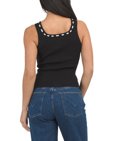 IDEM DITTO Bütün Fəsillərin Əsas Kontrast Yaxalıqlı Tank Top