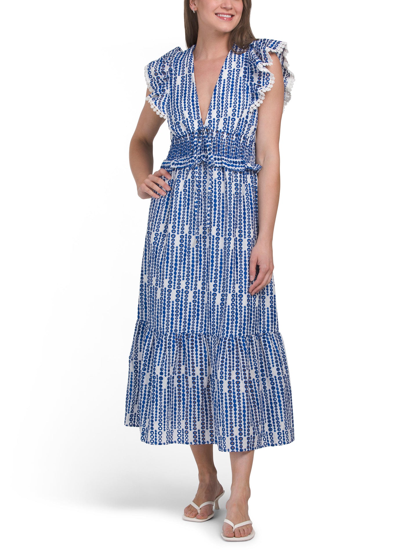 OPT Flutter Sleeve Smocked Waist Maxi Geyimi