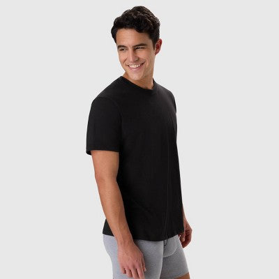 Hanes Premium Hanes Kişi 5li T-Shirt Alt Paltarı, Premium Gündəlik Orta Çəkili Böyün Yuvası Köynək Dəsti, Rütubət Çəkən - Qara M