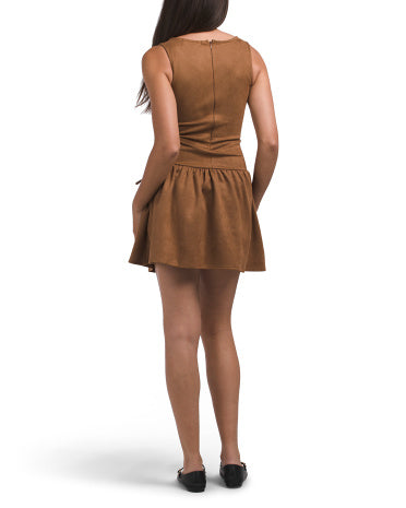 MADDEN GIRL Bel Dekolteli Saxta Süet Mini Geyim
