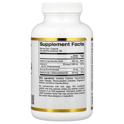 California Gold Nutrition Defender 4 C Vitamini D Vitamini Sink Selenyum 180 Veggie Kapsul