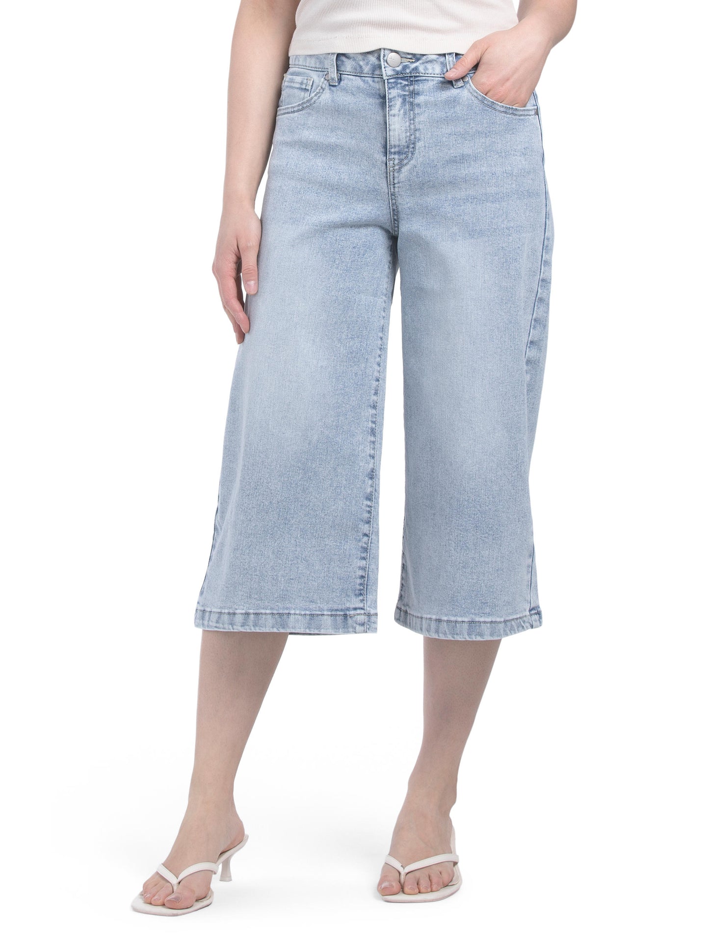 D. JEANS Yüksək Bel Beş Cibli Culotte Cins