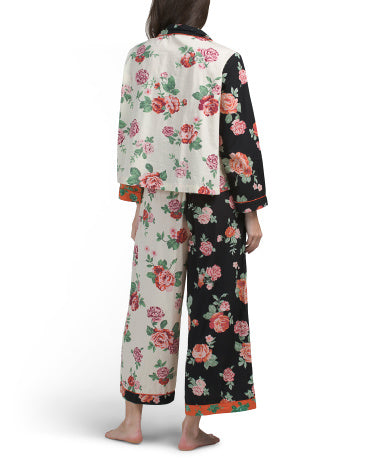 JAPNA 2 Hissəli Qarışıq Nəqş Uzun Kollu Pijama Dəsti