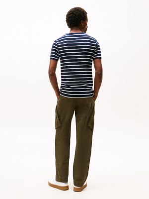 Tommy Hilfiger Extra Slim Stripe Stretch-Cotton T-Shirt, Tünd Mavi Zolaqli