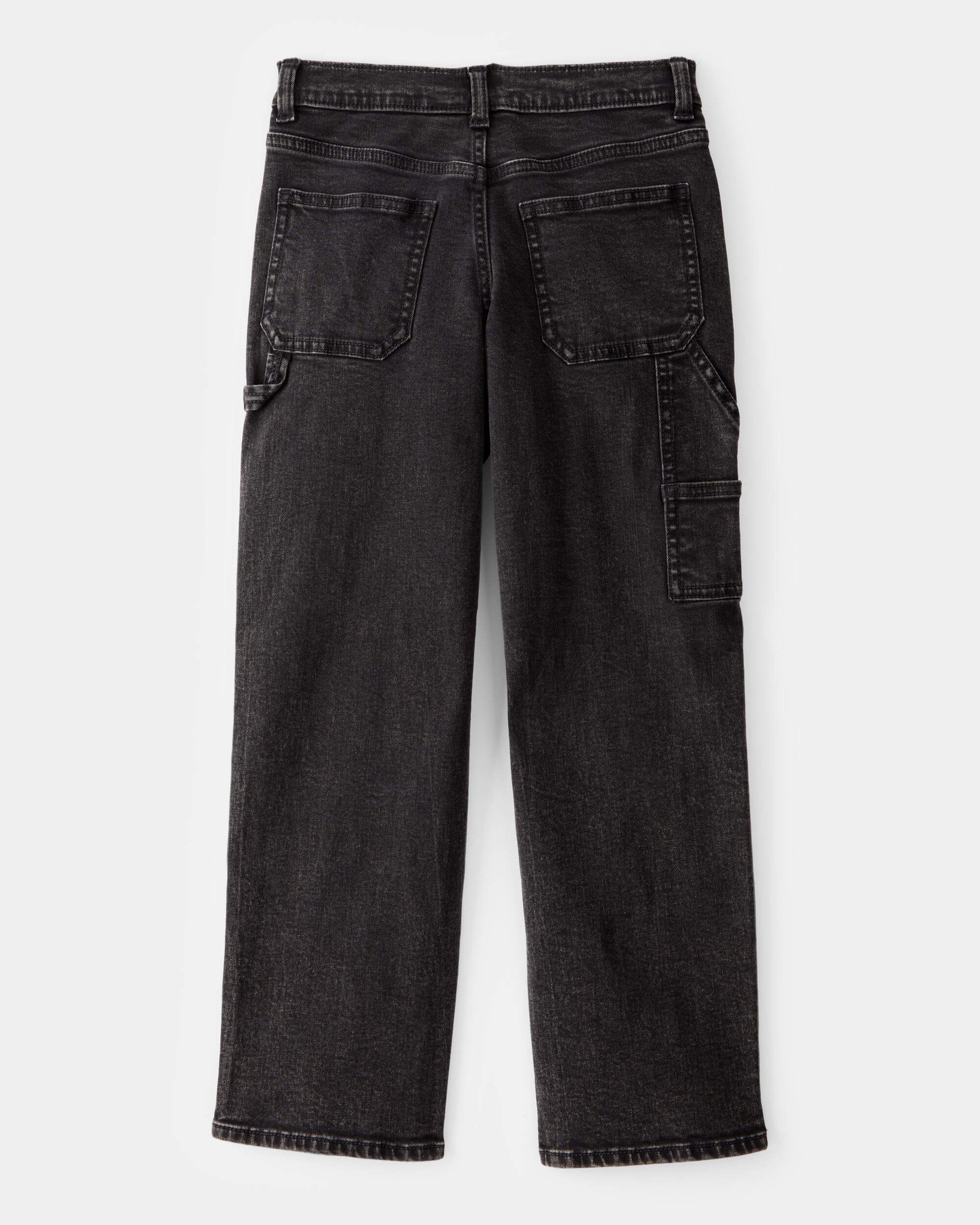 OshKosh B'gosh Oğlan Bol Ikonik Denim Marangoz Pantolonu - Qara Yuyunmuş YoxYox