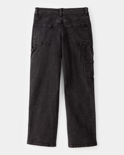 OshKosh B'gosh Oğlan Bol Ikonik Denim Marangoz Pantolonu - Qara Yuyunmuş YoxYox