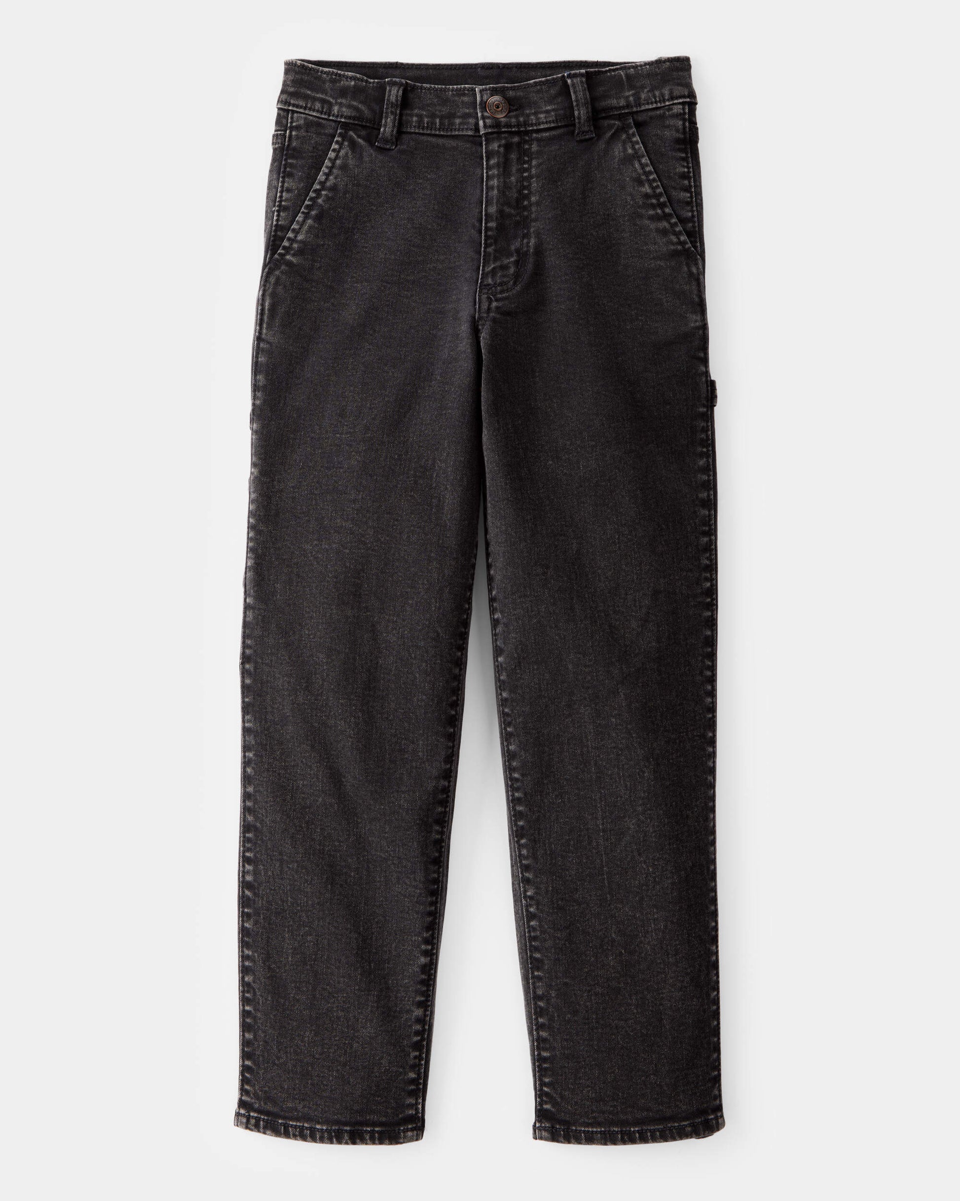 OshKosh B'gosh Oğlan Bol Ikonik Denim Marangoz Pantolonu - Qara Yuyunmuş YoxYox