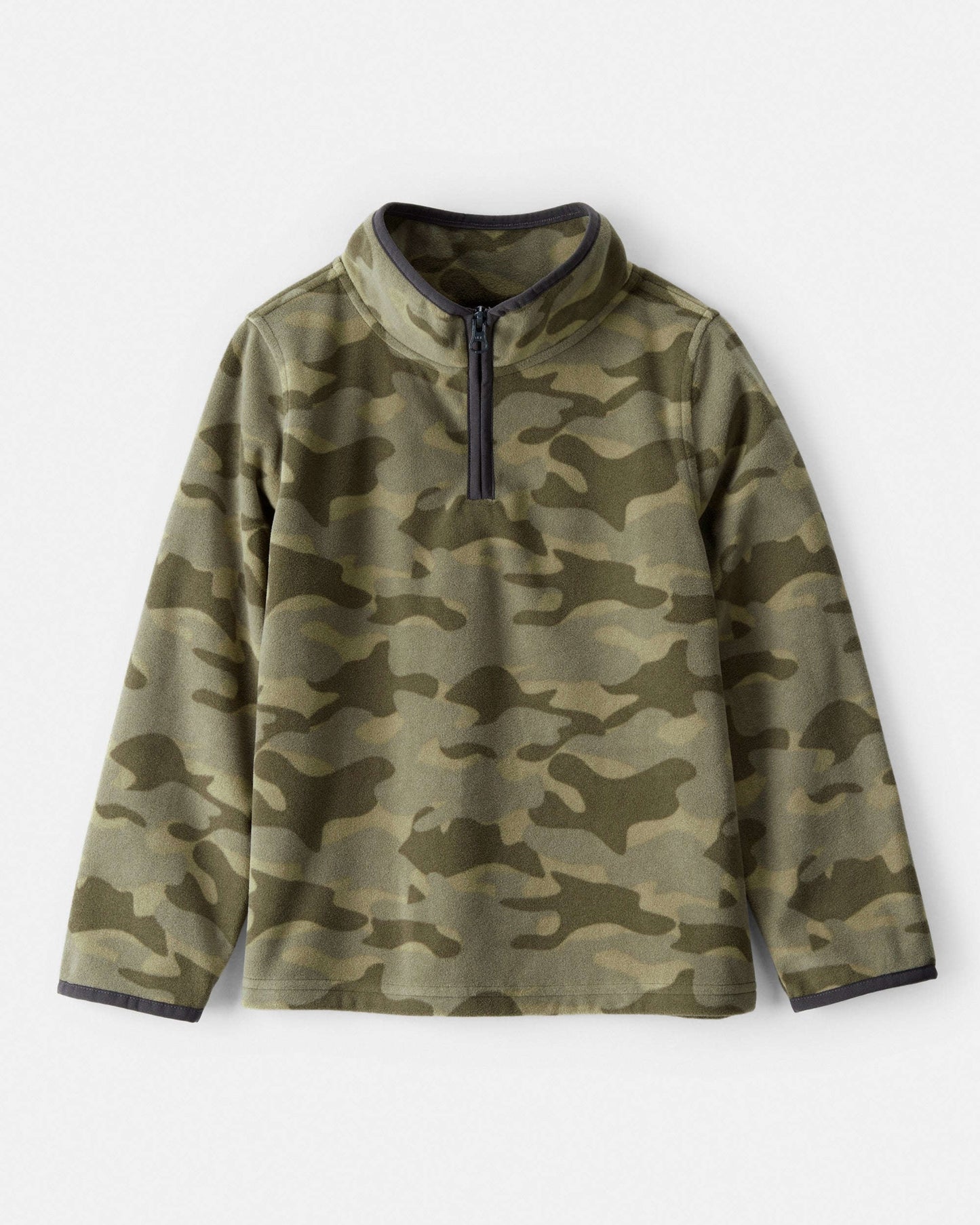 OshKosh B'gosh Oğlan Döymə Mikroflis Çeyrek-Fermuar Pullover - Yaşıl YoxYox