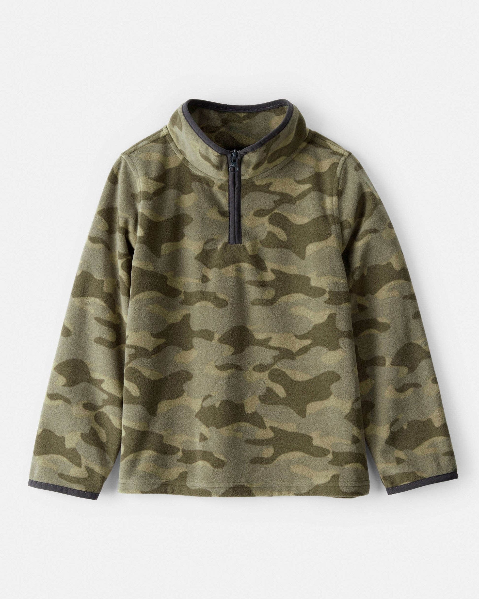 OshKosh B'gosh Oğlan Döymə Mikroflis Çeyrek-Fermuar Pullover - Yaşıl YoxYox