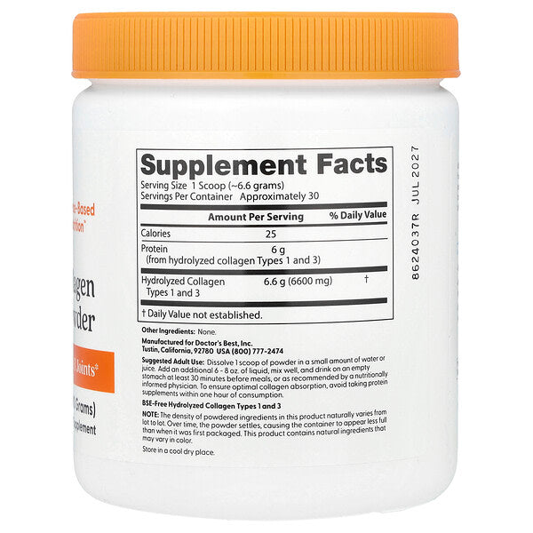 Doctor's Best Pure Collagen Types 1 and 3 Tozu 200g