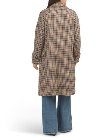 Yün Qarışımlı Reversibel Tartan Yağmur Paltası