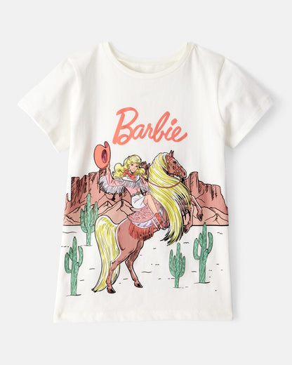 Carter's Qız Mattel Barbie Western Kovboy Qısa Kollu Qrafik Köynəyi - Ağ