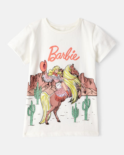 Carter's Qız Mattel Barbie Qərb Kovboyı Qısa Kollu Qrafik Köynəyi - Ağ