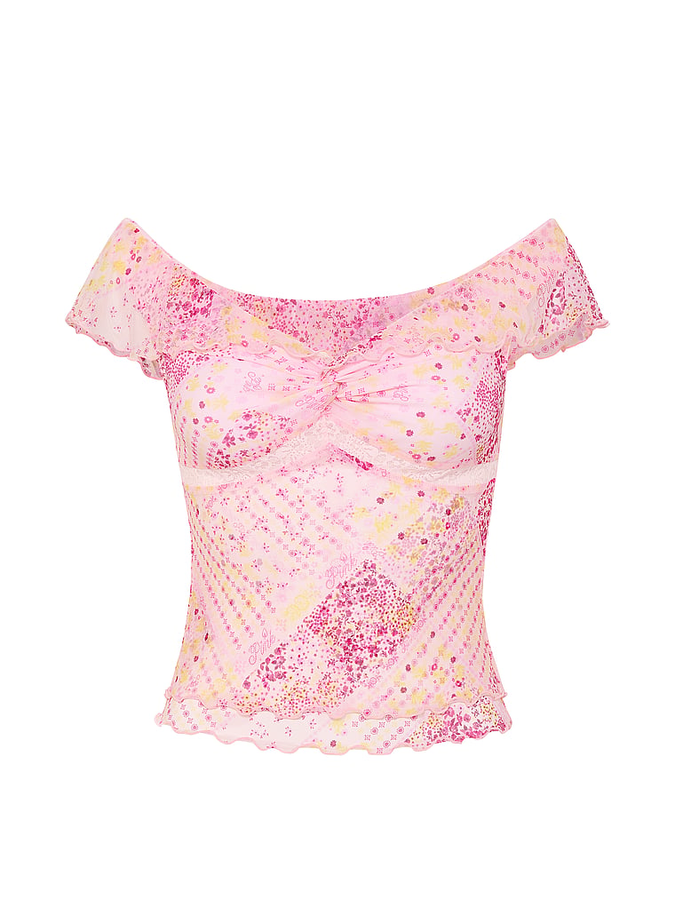 PINK Oﬀ-The-Shoulder Ruﬄe Top