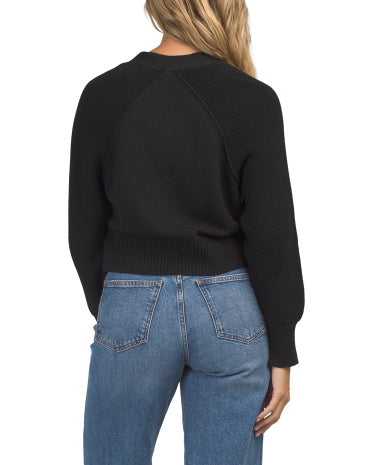 METRIC KNITS Pamuk Qısaldılmış Kardiqan Böyük Raglan Qolluqları ilə