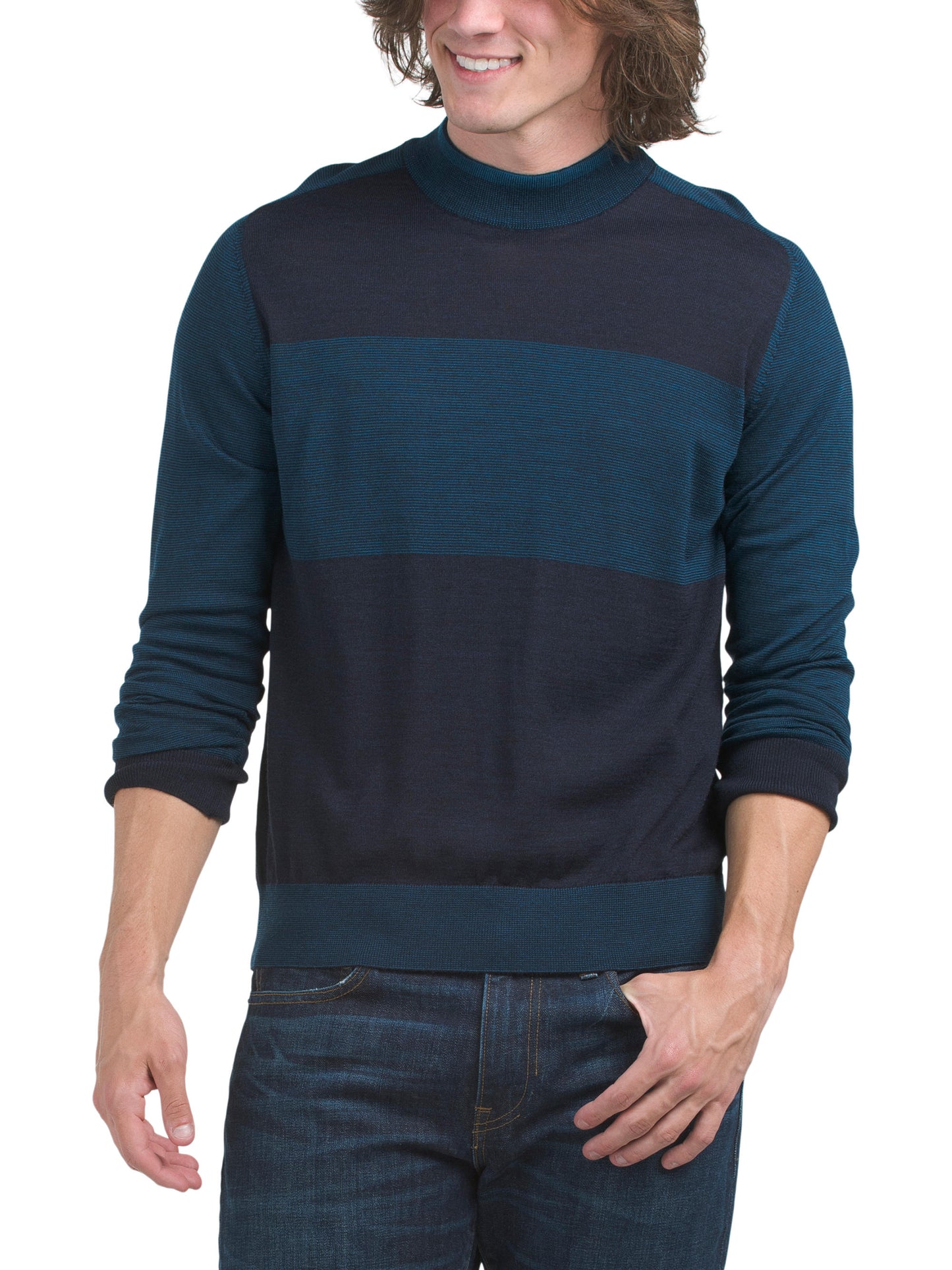 ROBERT BARAKETT Merino Wool Cullen Bay Rəng Bloku Sviter