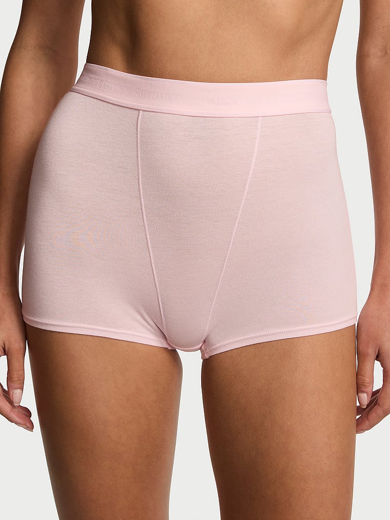 Victoria's Secret Logo Cotton Yüksək Bel Boyshort Tanga