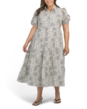 ENDLESS ROSE Plus Crinkled Deep V-neck Tiered Maxi Dress