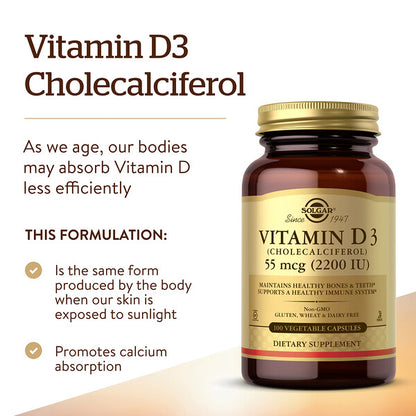 Solgar Vitamin D3 55 Mcg 2200 IU 100 Bitki Kapsulu