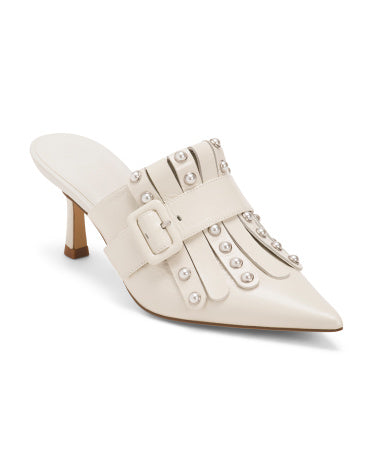 LK BENNETT Leather Atty Saxta Mirvari Açıq Süvari Topuqlu Terlik