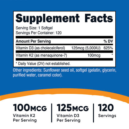 Nutricost K2 D3 Vitamini 120 Softgel