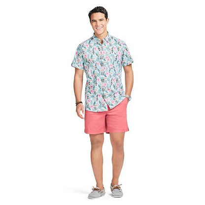 IZOD Kişi Qısa Tərəfli Chambray Köynəyi