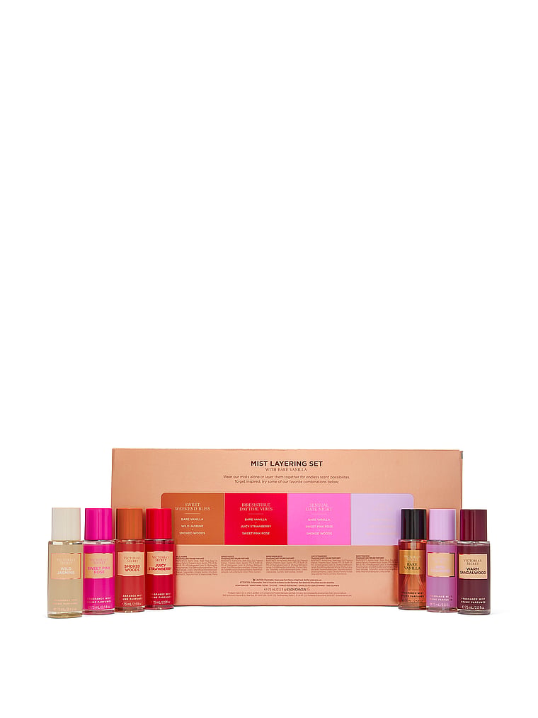 Victoria's Secret 7-Parça Fragrance Mist Layering Hədiyyə Dəsti Bare Vanilla ilə