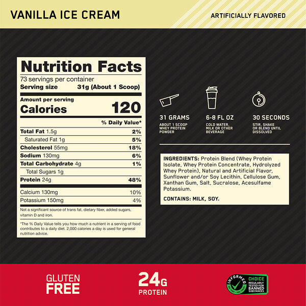 Optimum Nutrition Gold Standard 100 Whey Vanilla Ice Cream 5 lb (2.26 kg)