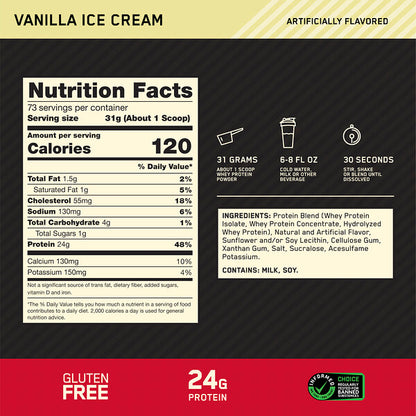 Optimum Nutrition Gold Standard 100 Whey Vanilla Ice Cream 5 lb (2.26 kg)