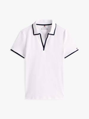 Tommy Hilfiger Tipli Bölünmüş Yaxa Stretch Polo, Optik Ağ