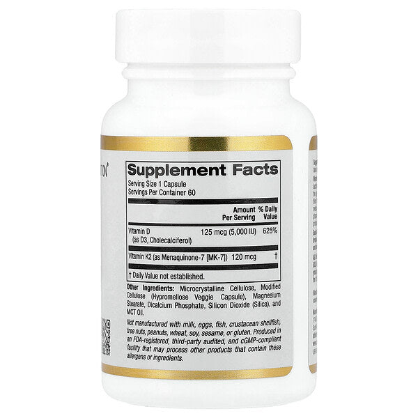 California Gold Nutrition D3 K2 MK-7 60 Bitki Kapsulu