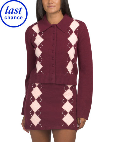ENGLISH FACTORY Yaxalıqlı Argyle Toxunuşlu Cardigan