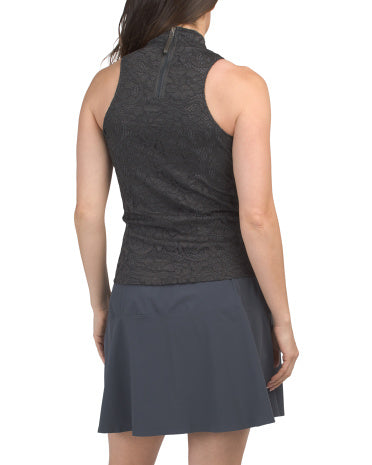 Lennox Dantel Mock Neck Bluzka