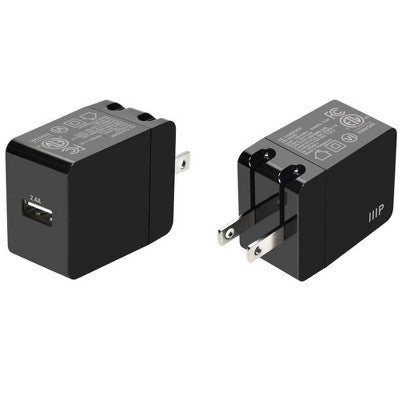 Monoprice 12W USB-A Divar Şarji - Qatlanabilir, Kompakt, Telefonlar və Tabletlər üçün, Qara