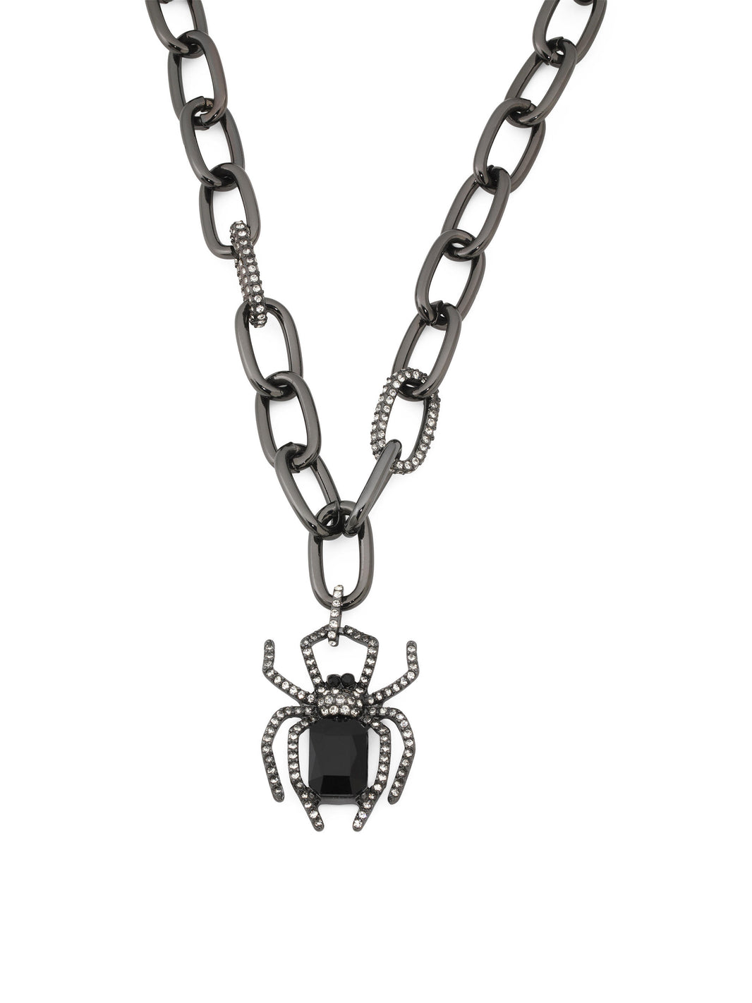 BETSEY JOHNSON Qara Kristal Örümcək Zəncir Boyunbağı