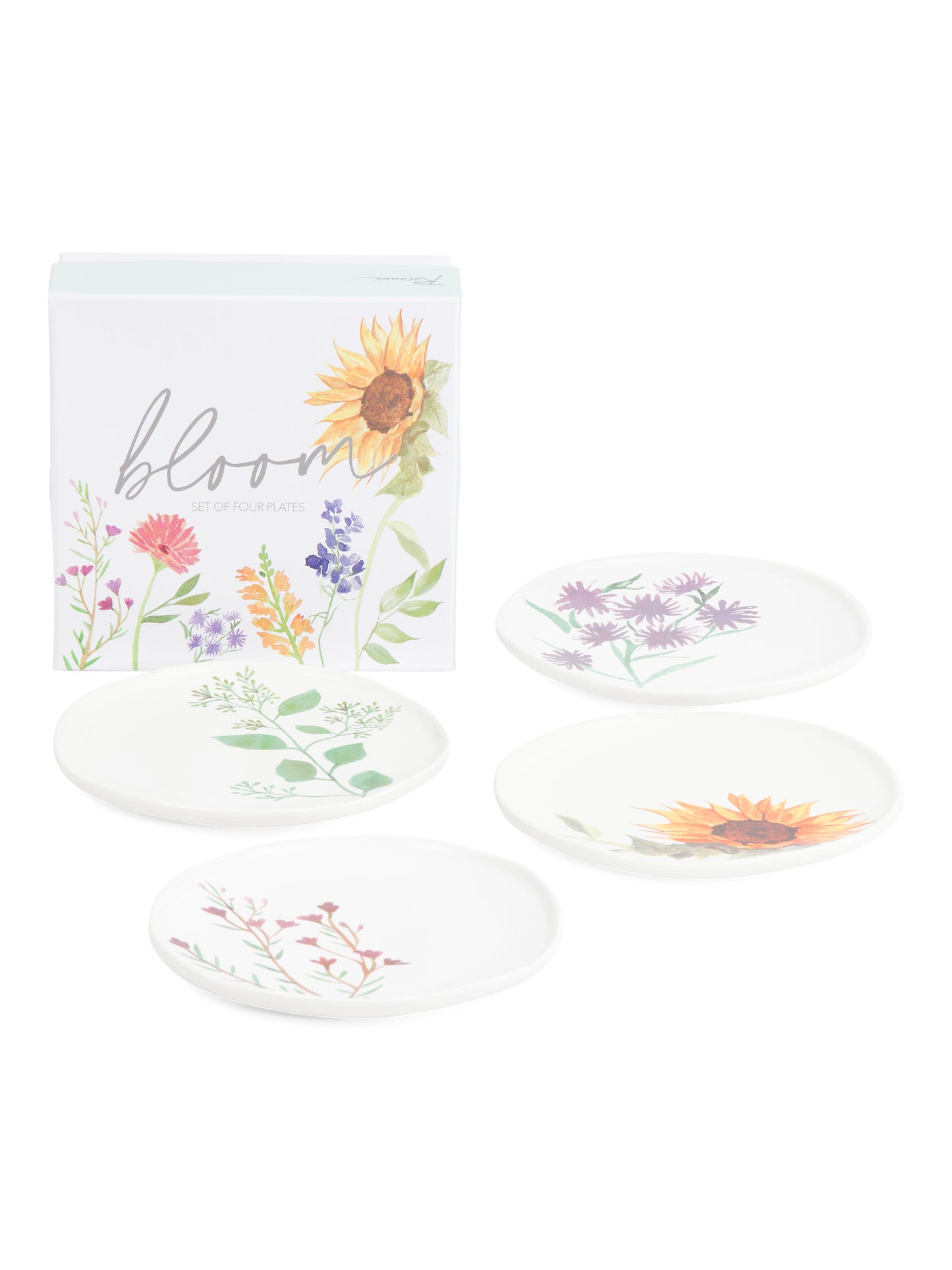 ROSANNA TABLEWARE 4 Parça Çini Çiçək Appetizer Boşqabları Hədiyyə Qutusunda