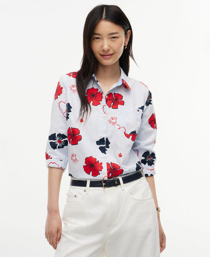 Tommy Hilfiger Qadın Çiçəkli Düyməli Önü Açıq Rulonlu Köynək