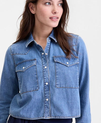On 34th Qadın Qısaltılmış Denim Western Köynəyi