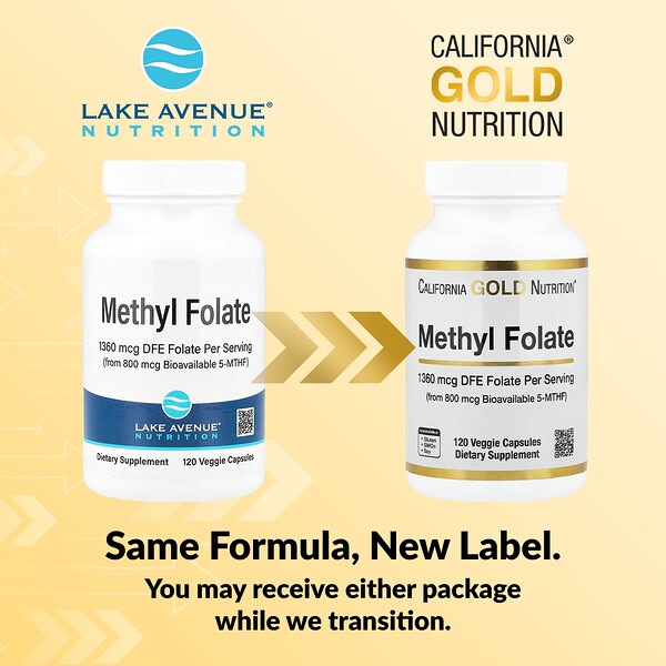 California Gold Nutrition Metil Folat və C Vitamini 120 Veqetarian Kapsul