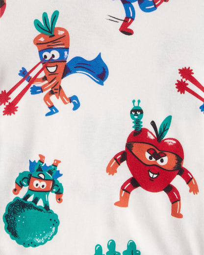 Carter's Uşaq Oğlan Tərəvəz 100% Pamuk Dar Oturan 4 Parçalı Pijama - Mavi/Ağ