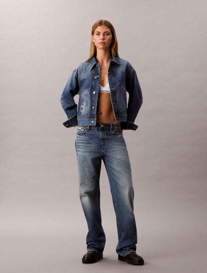 Calvin Klein Distressed Monogram 90s Straight Cins