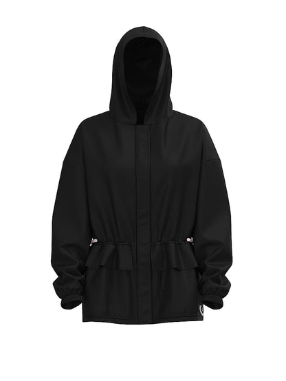 PINK Lightweight Woven Ruffle Hooded Jacket