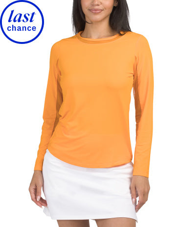 IBKUL UPF 50 Soyuducu Uzun T袖 Crew Neck Mesh Panelli Üst