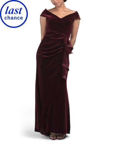 XSCAPE Off The Shoulder Barcin Məlmələr Qırmızı Geyim