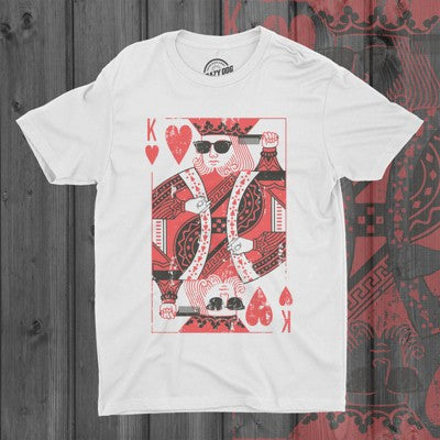 Crazy Dog T-Shirts, Inc. Kişi King Of Hearts T-Shirt Vintage Qrafik Tişört