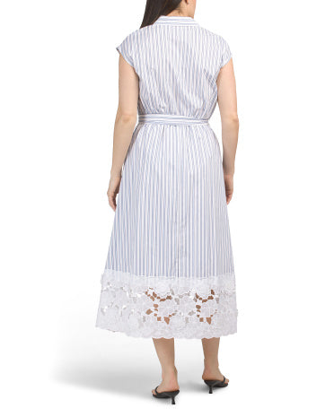 ELLEN TRACY 3D Broderi Maxi Köynək Geyimi