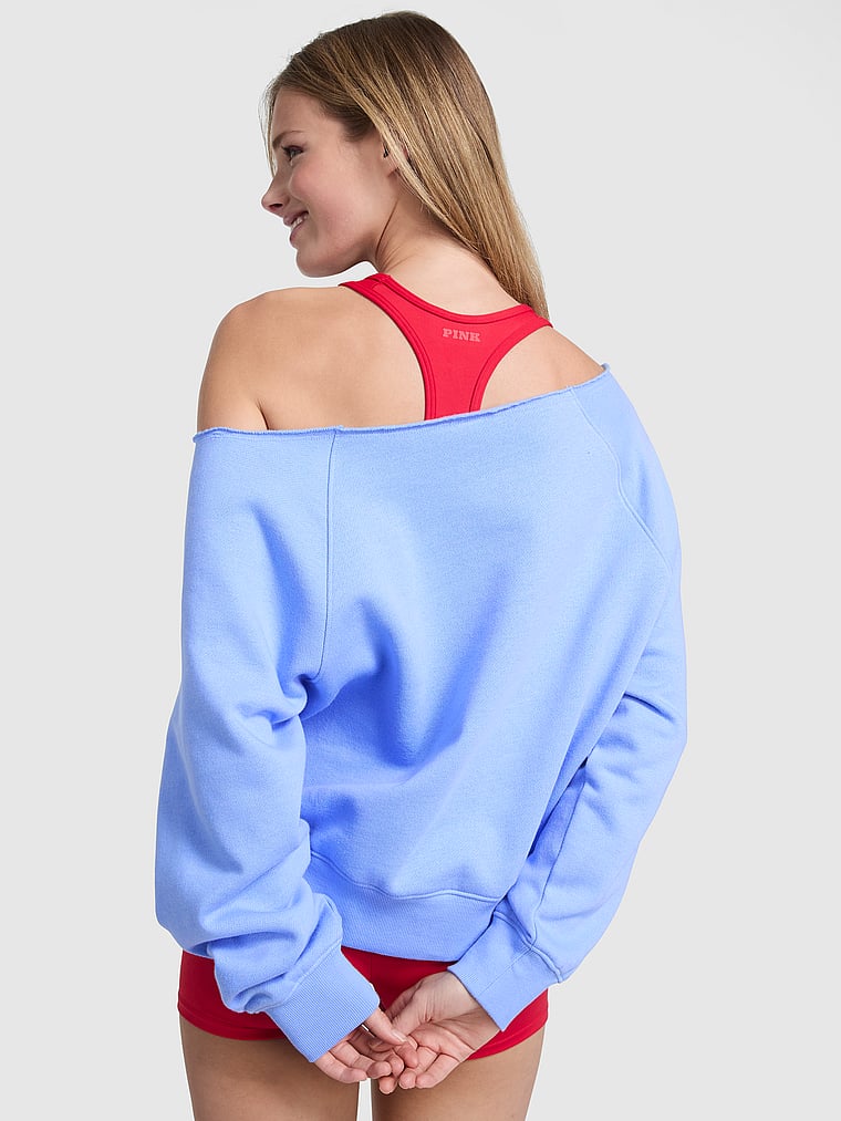 PINK Omuz Açıq Fleece Bluza